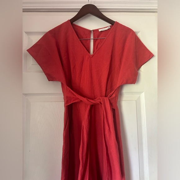 Lush Burnt Orange Wrapped Wide Leg Casual Jumpsuit Womens Small - Picture 6 of 9